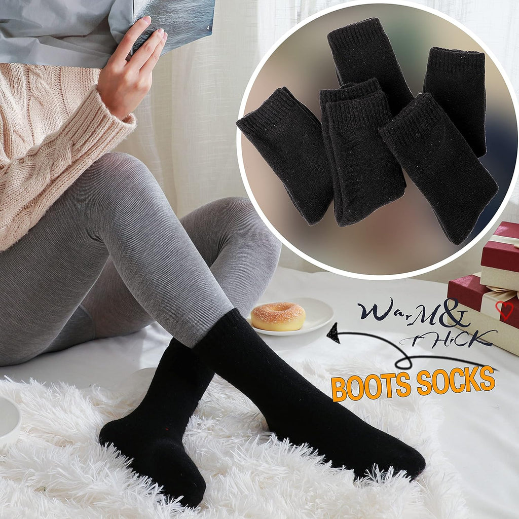 Merino Wool Thermal Socks for Womens Walking Winter Warm Thick Cosy Boot Crew Comfy Ladies Hiking Work Socks 5 Pack