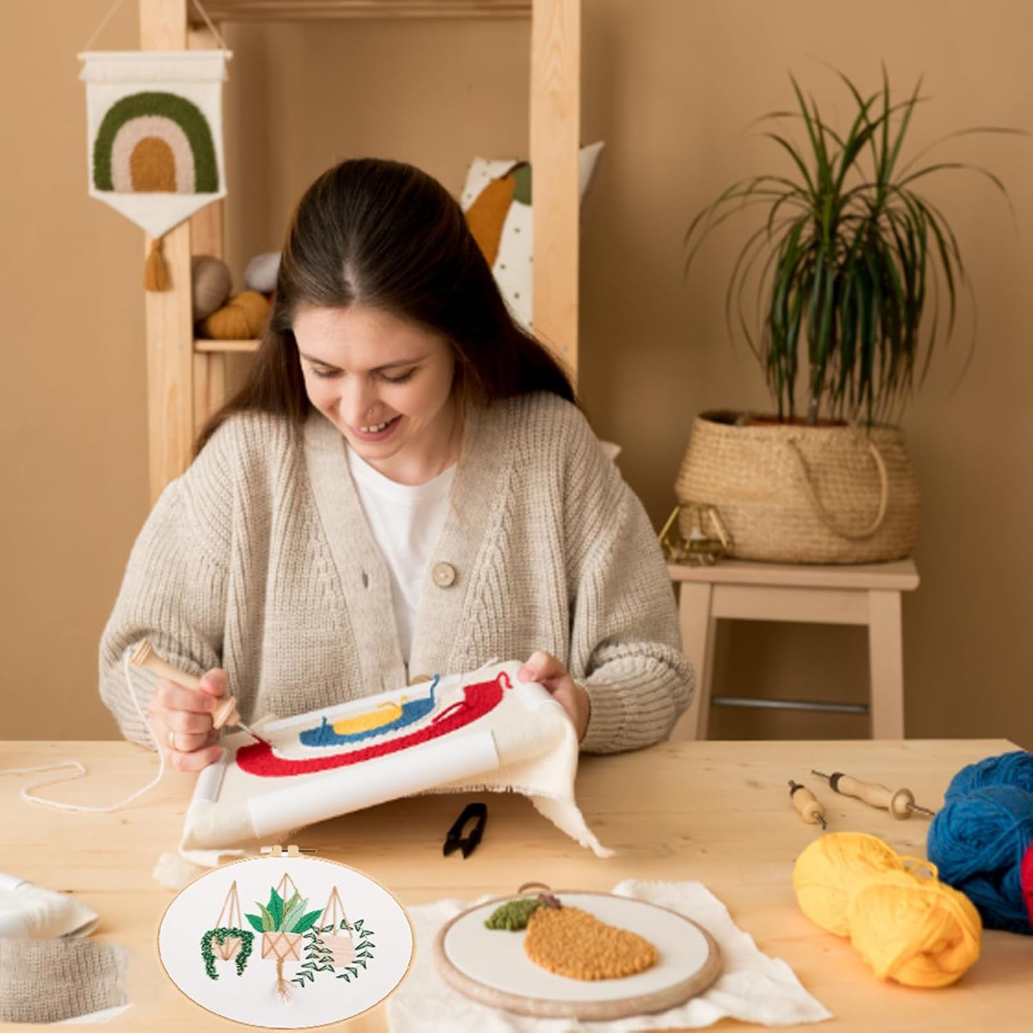 Full Range Embroidery Starter Kit, Embroidery Kit for Beginners ,Cross Stitch Kit Includes DIY Cross Stitch Stamped Embroidery Kit for Adults Beginner Starter,Cross Stitch Kits for Adults Beginners.