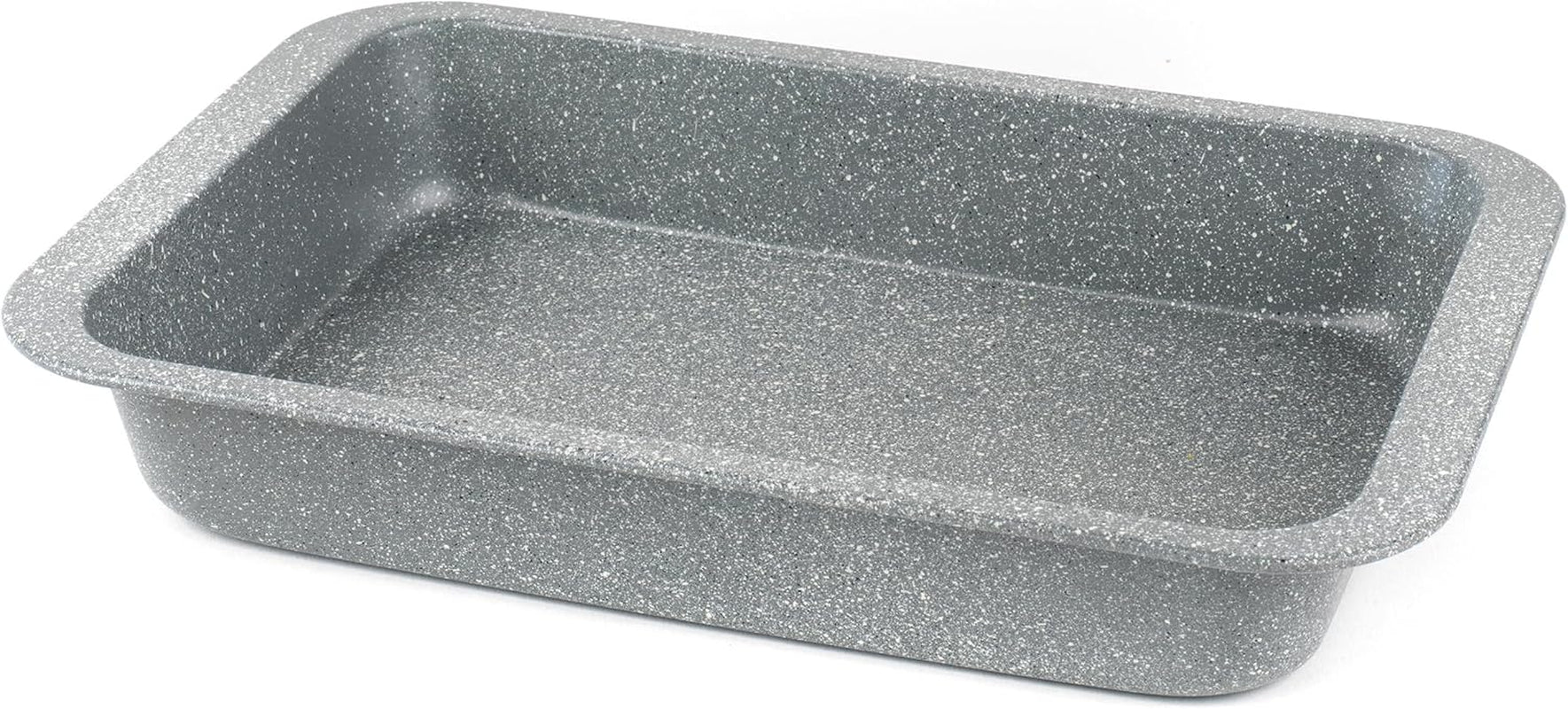 BW02774G Marblestone Roasting Tin – 36Cm Non-Stick Roaster, Lightweight Carbon Steel, Easy Wipe Clean, High Side Rectangular Roasting Tray, Oven Safe to 220°C, PFOA Free, Deep Baking Pan