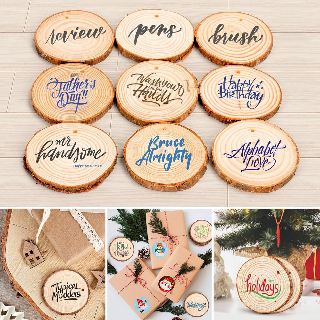 Natural Wood Slices, 54 Pcs 6-7Cm Unfinished Wooden Coasters, Predrilled Log Discs Wooden Log Slices, with 3 Ropes for Arts DIY Crafts, Christmas Decorations or Wedding Favours