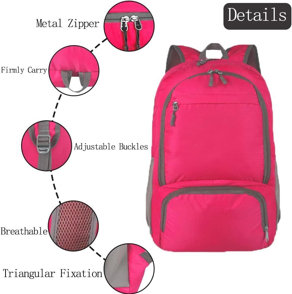 35L Hiking Backpack Ultralight Lightweight Packable Foldable Water Resistant Travel Camping Outdoor Daypack (Red)