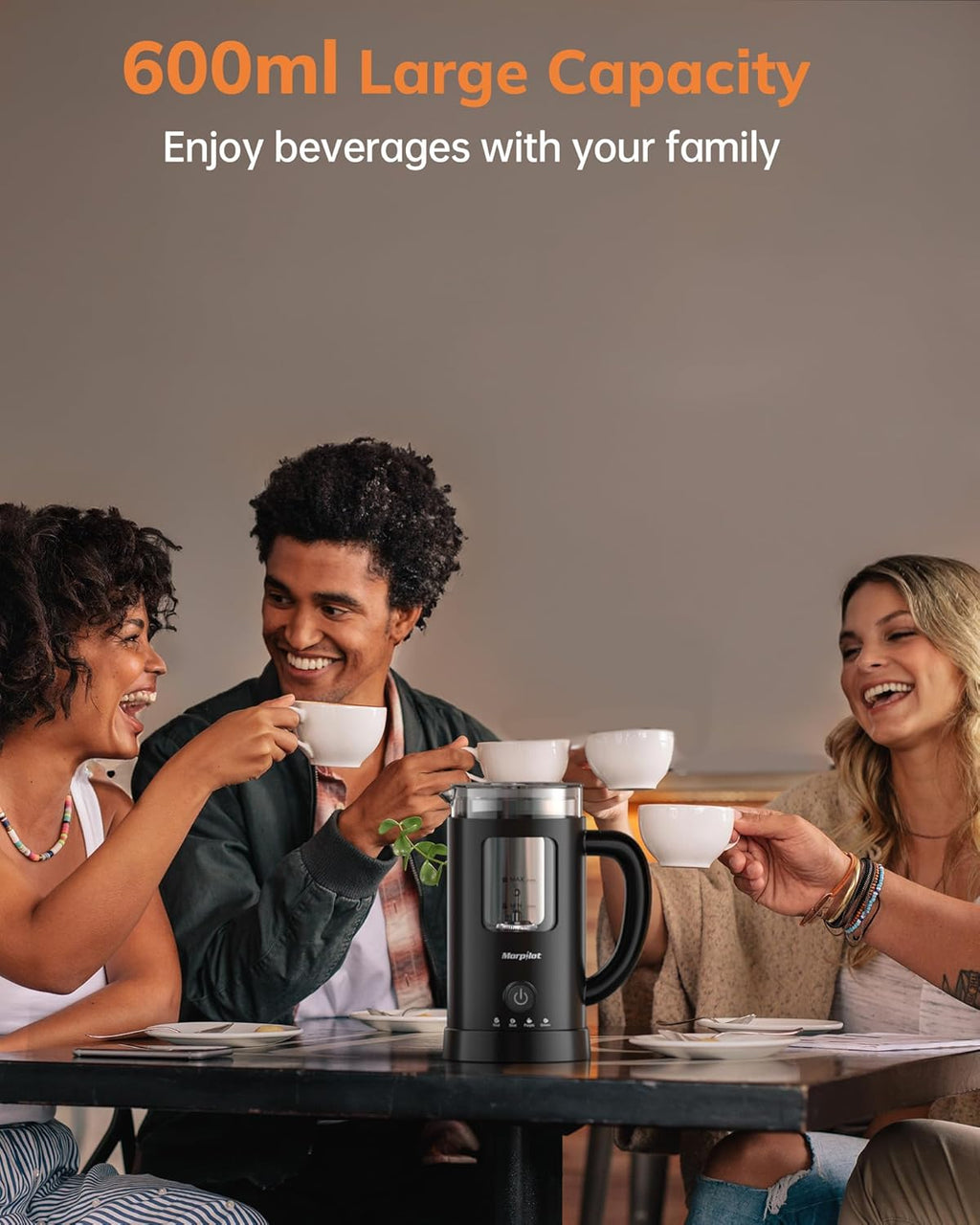 Milk Frother Electric 4 in 1 - Automatic Milk Frothers 600Ml Large Capacity Milk Heater and Warmer Glass Visible Milk Steamer for Coffee Hot Chocolate Cappuccino Latte