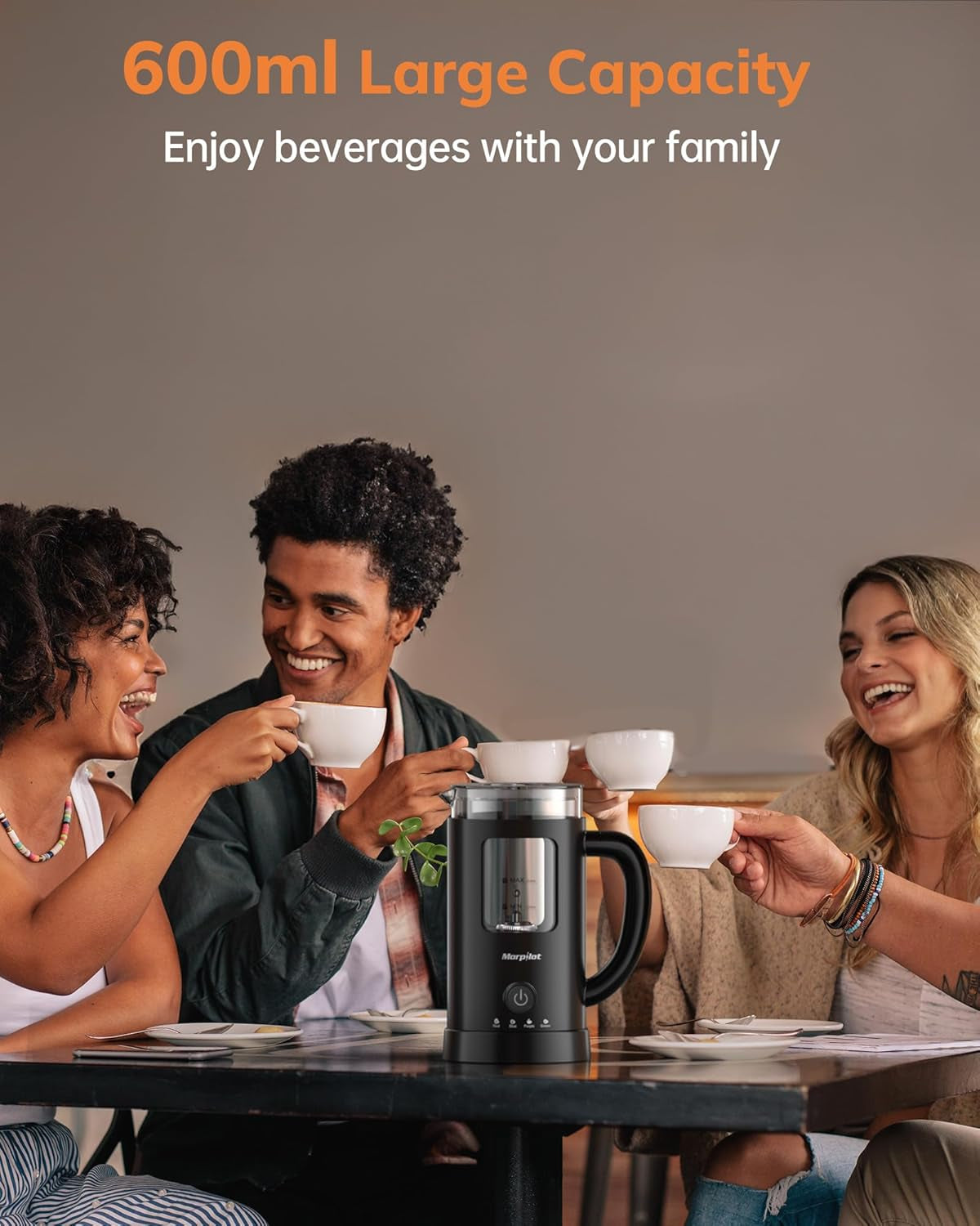 Milk Frother Electric 4 in 1 - Automatic Milk Frothers 600Ml Large Capacity Milk Heater and Warmer Glass Visible Milk Steamer for Coffee Hot Chocolate Cappuccino Latte