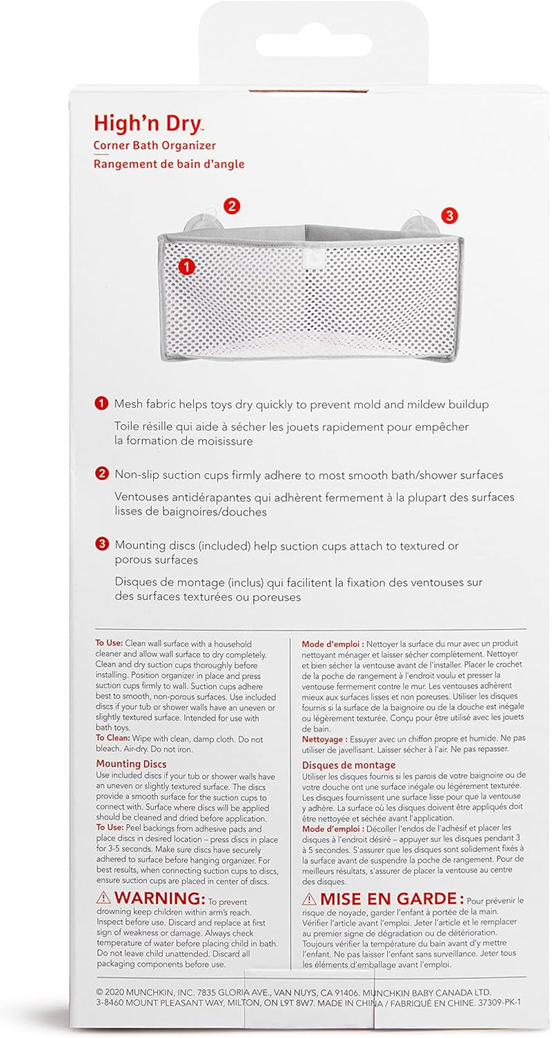 ® High 'N Dry™ Corner Bath Toy Organizer and Storage, Grey