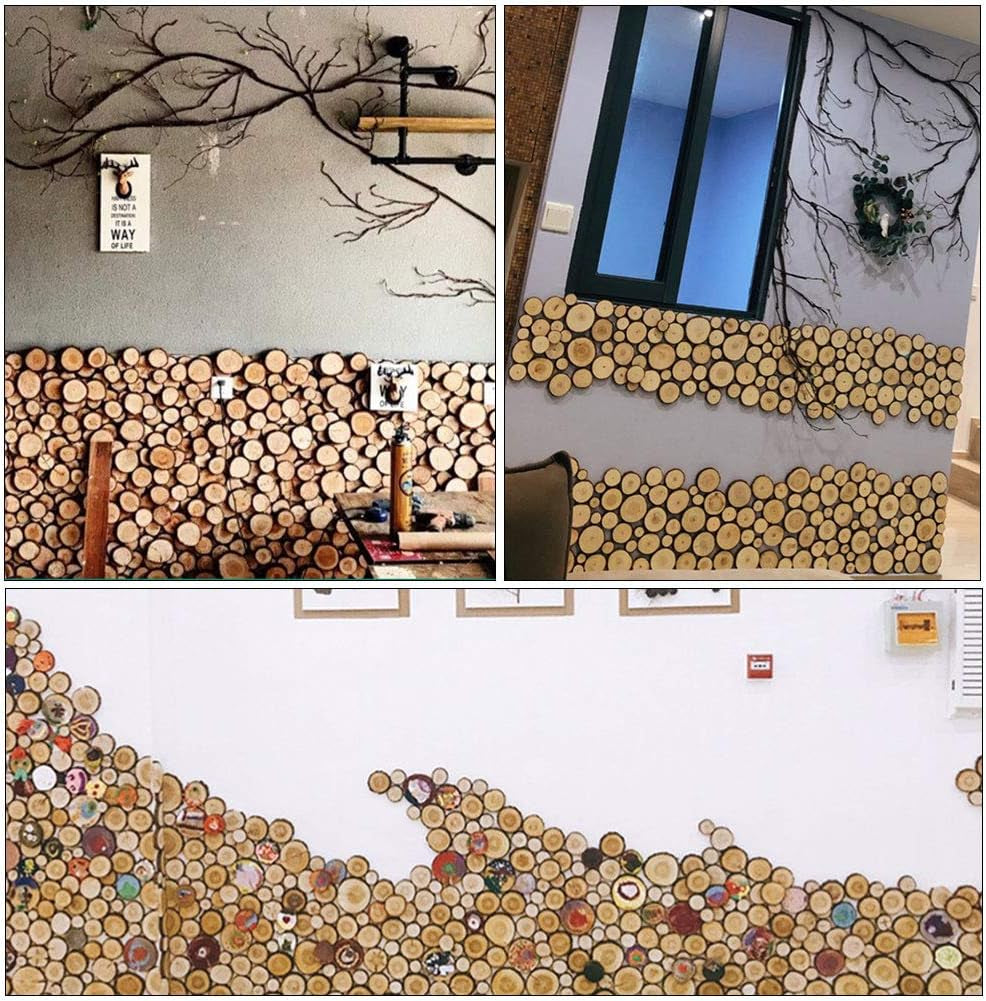 Wood Slices 20 Pcs 8-10Cm Natural Wooden Circles Slices NO Hole Unfinished Predrilled Log Discs Wooden Rounds Discs Slices for Art Creation DIY Crafts Wedding Decorations Christmas Ornaments