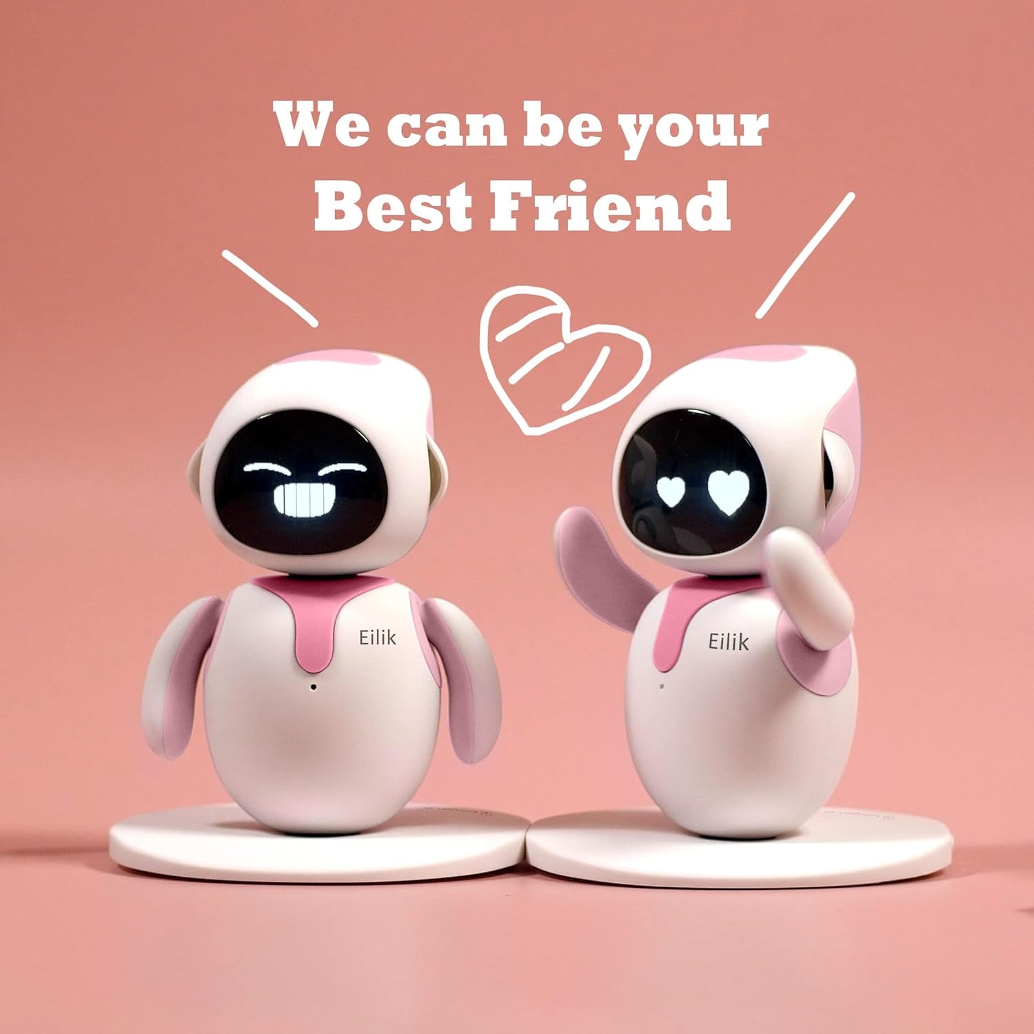Eilik Pink - Touch Interactive Toys, Cute Robot Pets with Abundant Emotions. Idle Animations&Mini-Games, Unique Gift for Girls & Boys. Support Update.