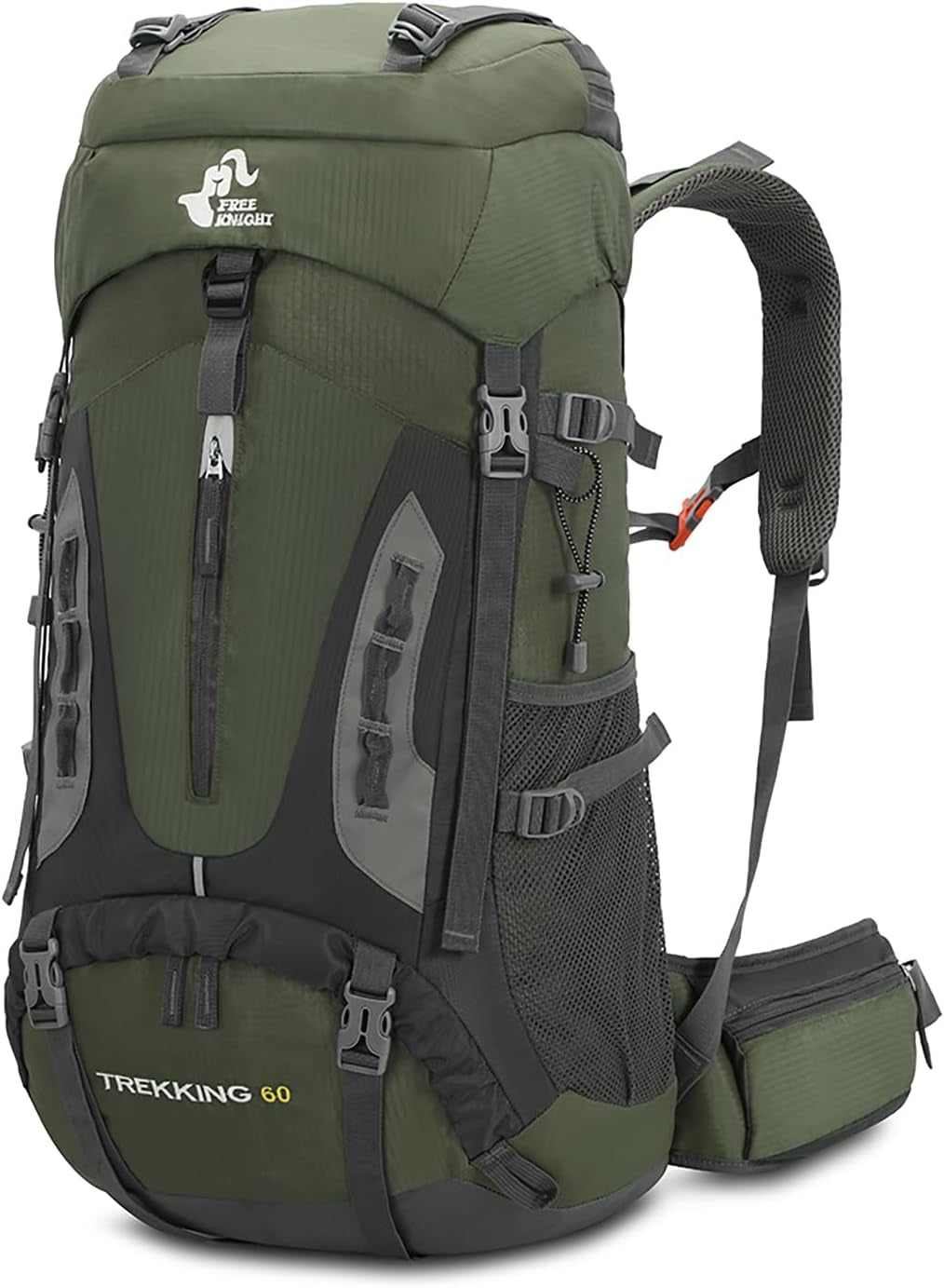 60L Hiking Camping Backpack with Rain Cover, Waterproof Large Capacity Outdoor Sport Travel Daypack Climbing Touring (Army Green)