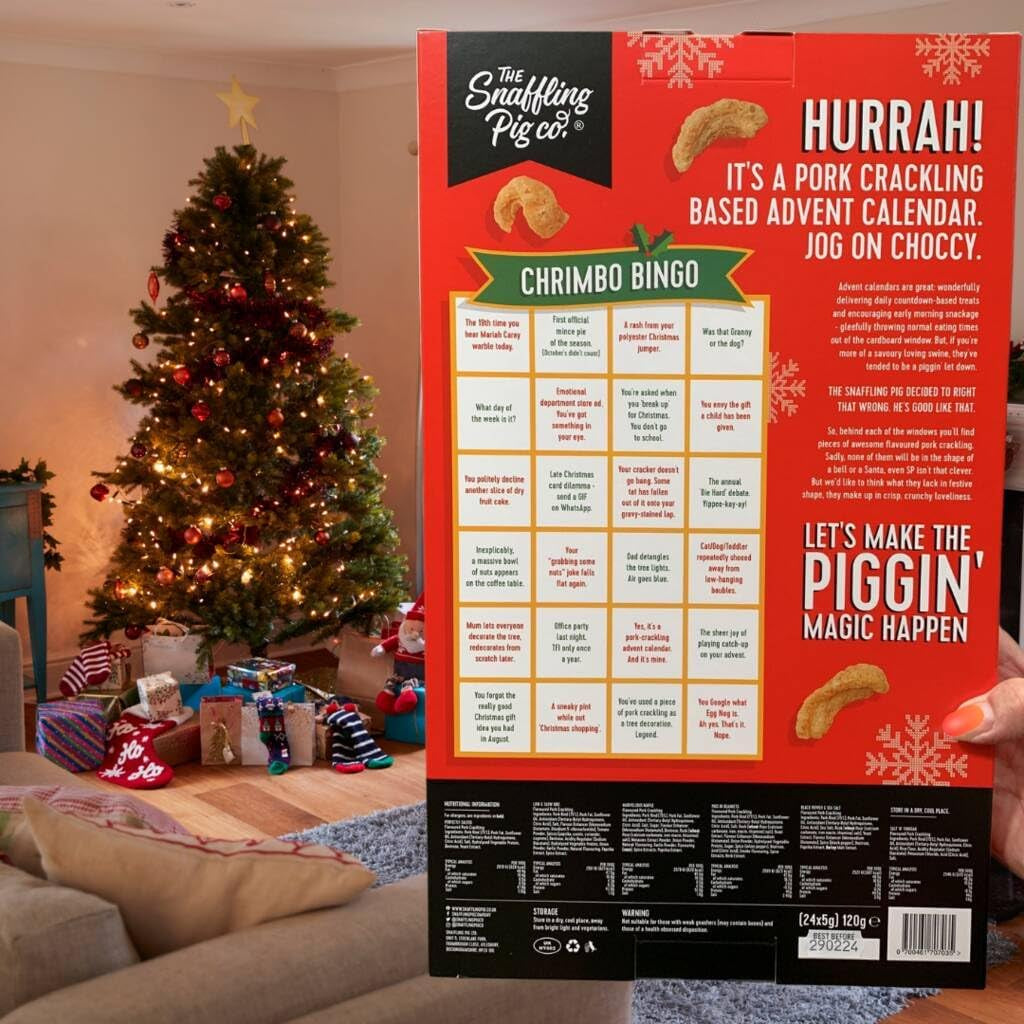 Pork Crackling, Merry Piggin' Christmas Advent Calendar, 240 G (Pack of 1)