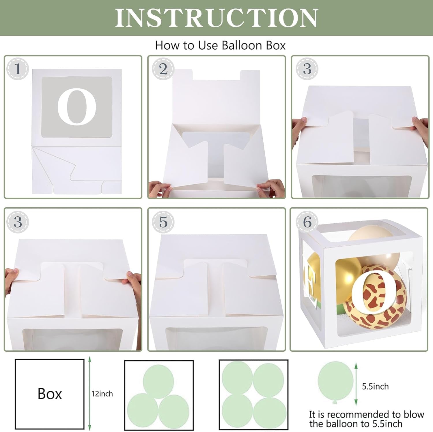 Safari 1St Birthday Decorations for Boys Girls, Wild One Birthday Decorations with Sage Green Balloon Arch Kit Balloon Boxes, Animal Jungle Theme First for Kids (Green)