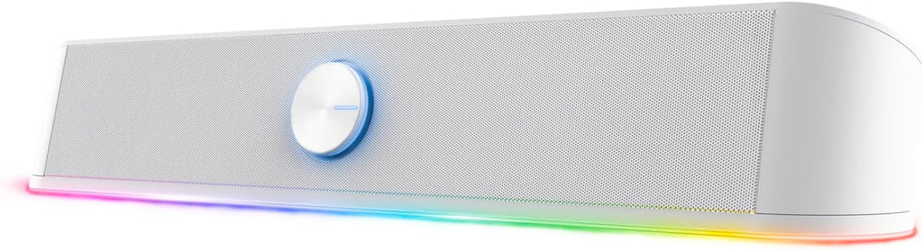 GXT 619W Thorne PC Soundbar, 12W Peak Power, RGB Lighting, PC Speakers AUX 3.5 Mm Jack, USB Powered Sound Bar, Compact Stereo Speaker for Computer, Desktop, Laptop - White