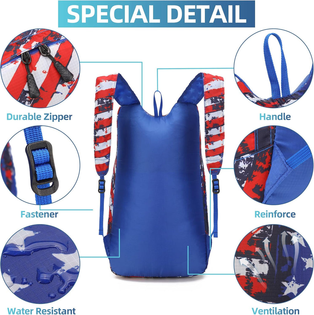 Ultra Lightweight Water-Resistant Packable Backpack, Foldable Hiking Daypack for Travel Camping Cycling Outdoor