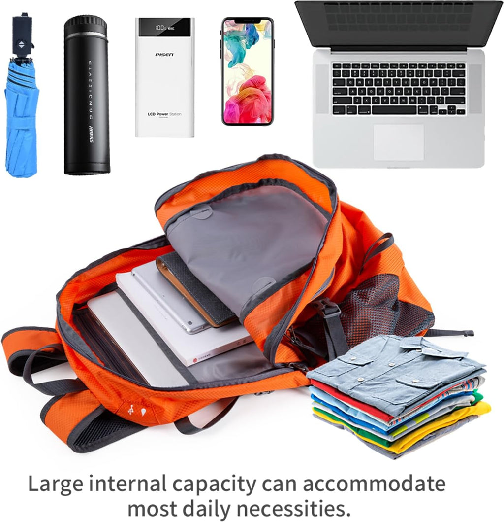 NODLAND Lightweight Backpack, Travel 40L Foldable Water-Resistant Daypack, Hiking Outdoor Camping Rucksack for Men Women