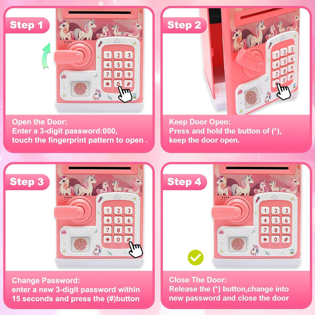 Piggy-Bank-Toys-For Girls,Large Electronic Coin-Cash-Register For-Toddler-Girls-Toys-Age-6-8,Cool-Stuff-Atm Bank Money Box,Kids-Toys for 2 3 4 5 6 7 8 9 10 11 12 Year Old Girl Christmas-Birthday-Gifts