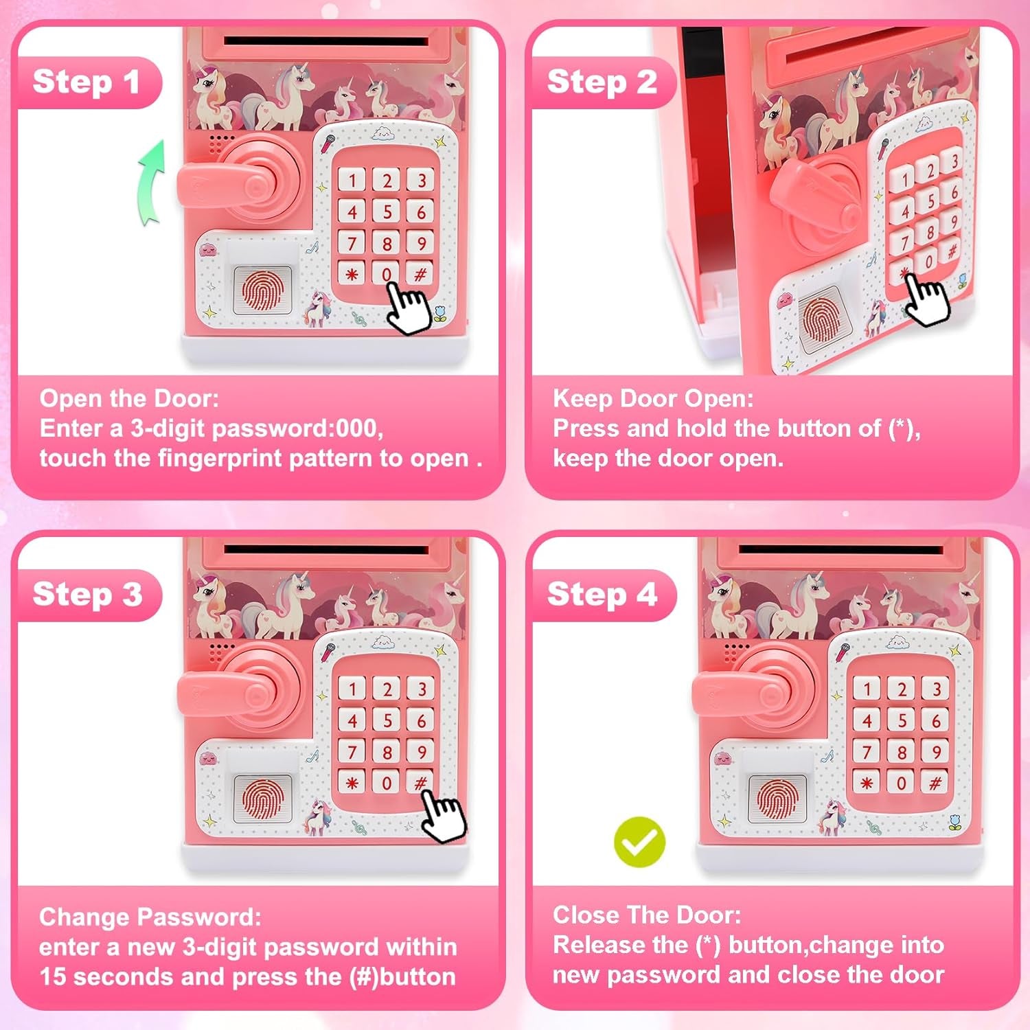 Piggy-Bank-Toys-For Girls,Large Electronic Coin-Cash-Register For-Toddler-Girls-Toys-Age-6-8,Cool-Stuff-Atm Bank Money Box,Kids-Toys for 2 3 4 5 6 7 8 9 10 11 12 Year Old Girl Christmas-Birthday-Gifts