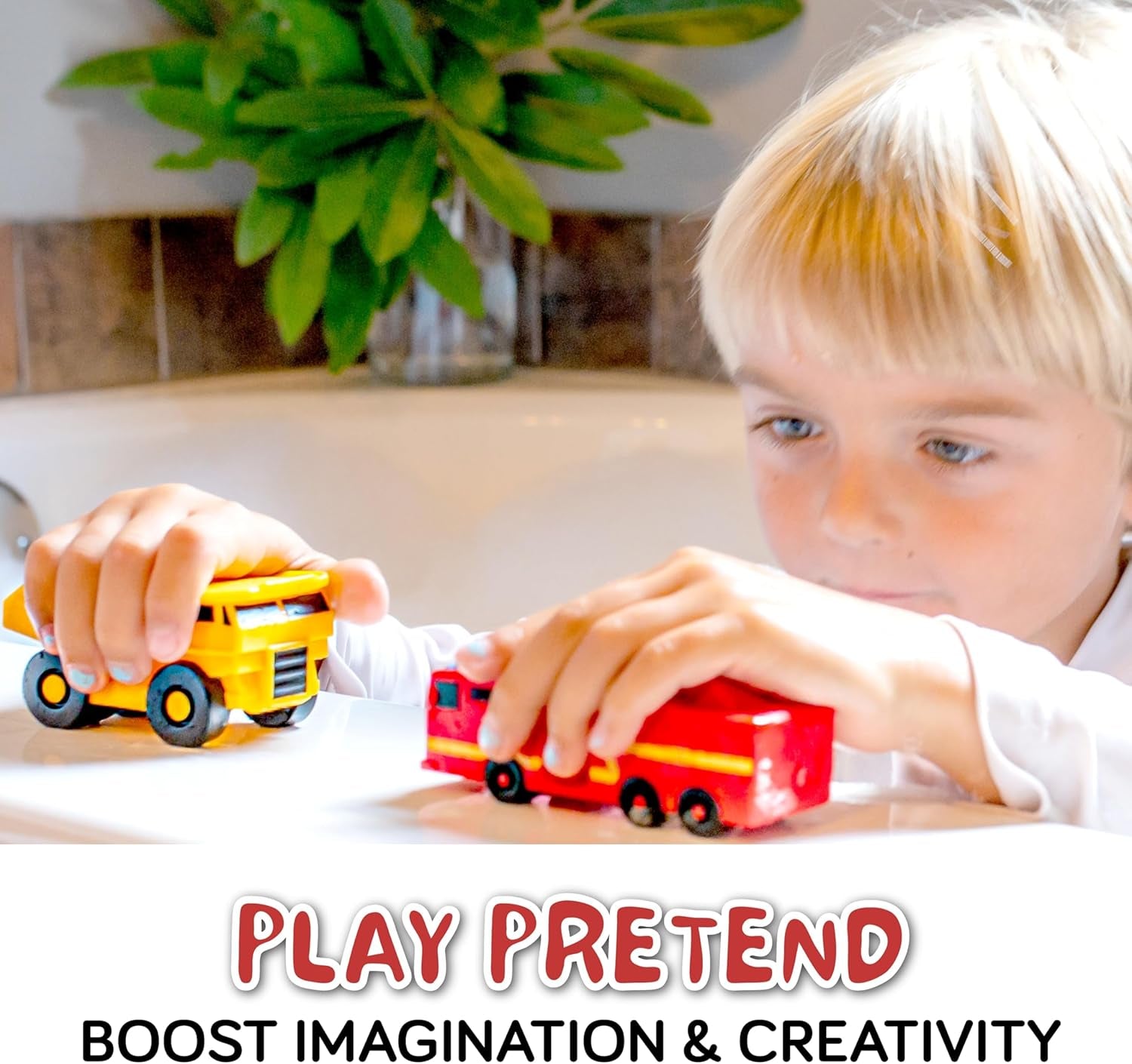 Mold Free Baby Bath Toys, No Hole Bath Toys for Toddlers, Bathtub Cars Set for Kids Ages 1-3, No Mold Floating Water Vehicles Set for Pool, Bpa-Free, Safe, Fun, Infant Ages 1 3 6 12 18 Months