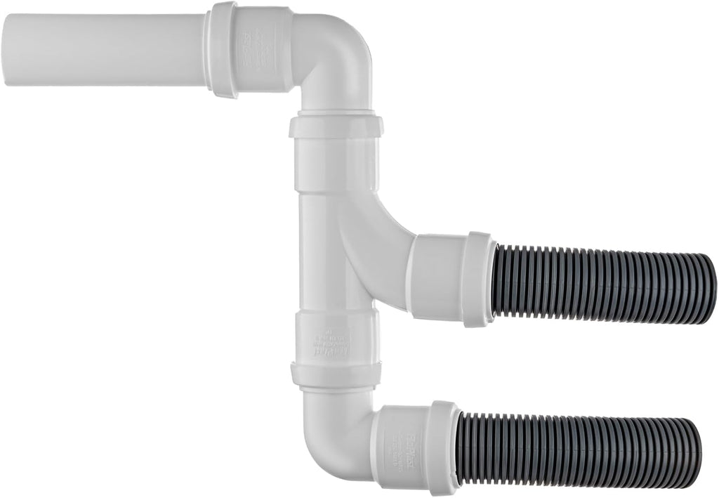 New Model Caravan (Twin) Waste Water Outlet Pipe System Adaptor with FLOPLAST Home Plumbing Grade Fittings CE Standard Tested to EN 1451. Fits Most Standard Caravans.