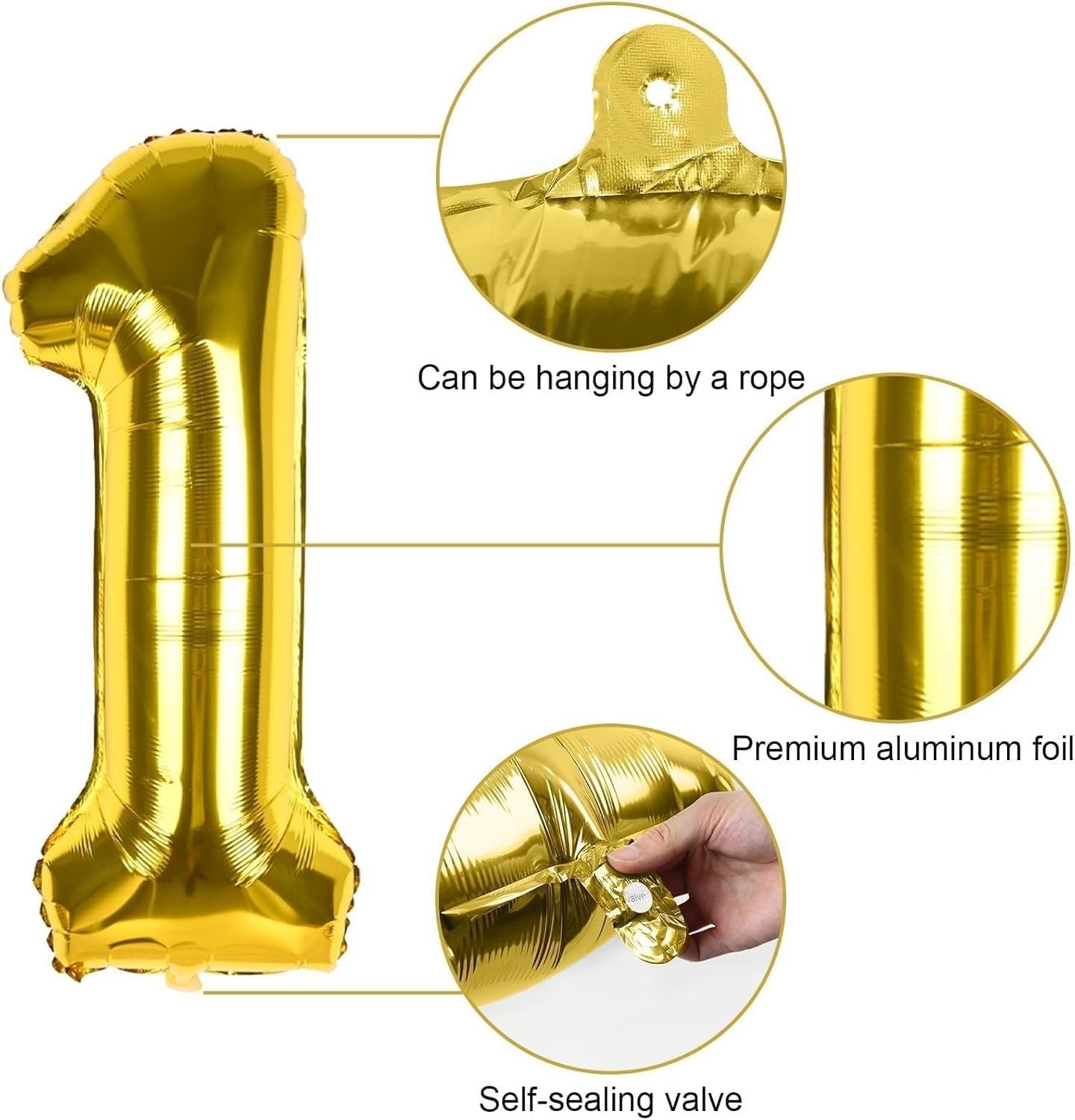 St Birthday Decoration for Boys, Gold White Confetti St Birthday Balloon with 40 Inch Number  Gold Balloon Star Heart Foil Balloons and Banner for Baby  Year Old Party Decor