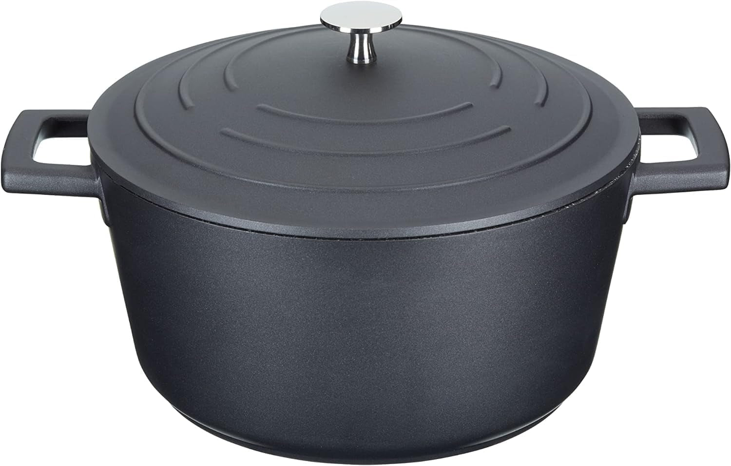 Casserole Dish with Lid, Medium 4L/24 Cm, Lightweight Cast Aluminium, Induction Hob and Oven Safe, Black