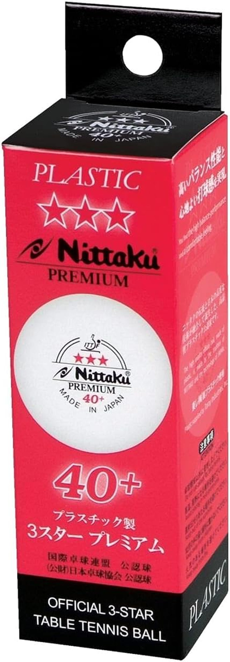ニッタク() Nitaku Table Tennis Ball, International Certified Ball, Plastic, 3 Star Premium