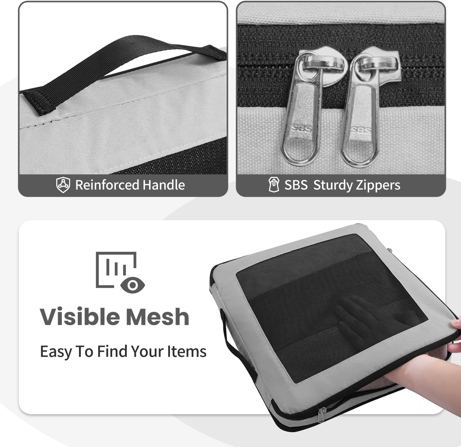 Large Compression Packing Cubes, Full Open Visible Design， Expandable Packing Organizer with Travel Shoe Bag for Suitcase & Backpack, 4 Set Lightweight Travel Bags for Vacation & Camping