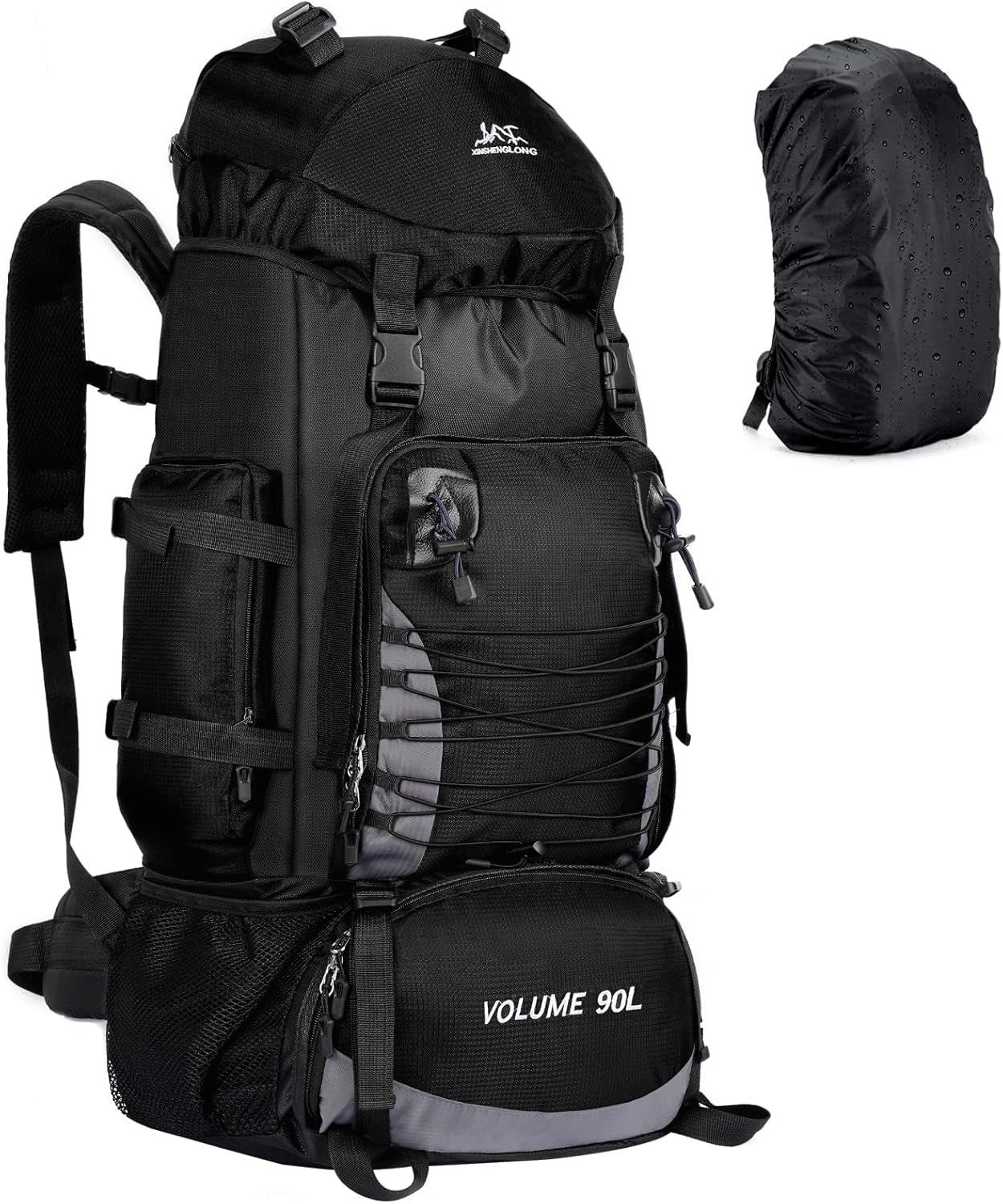 90L Hiking Backpack, Waterproof Camping Bag with Rain Cover, Lightweight Backpacking Back Pack