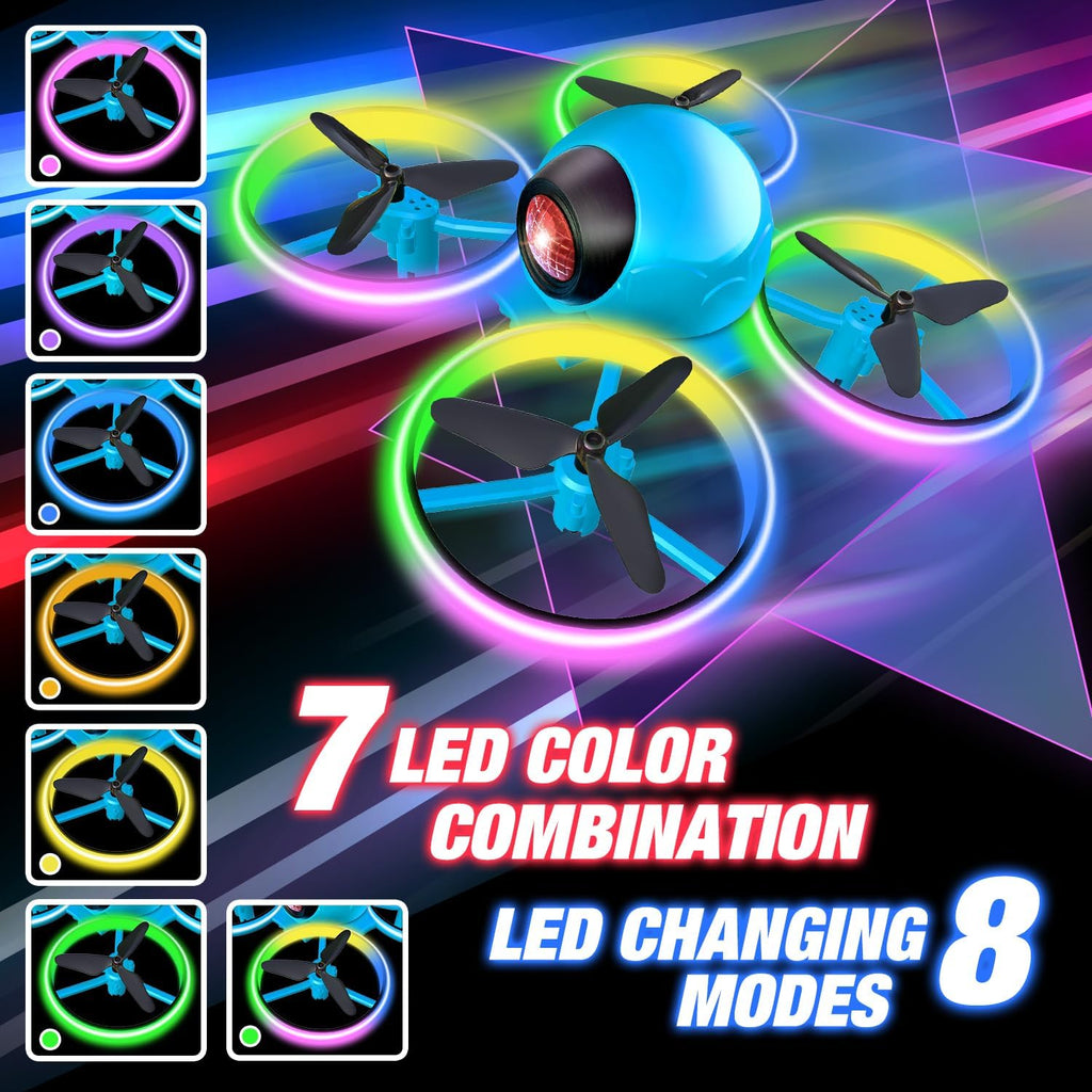 Mini Drone for Kids, 4.9 Inch Small Flying Toys Drones with LED Light One Key Take off Spin Flips RC Mini Drones Nano Quadcopter Long Flight Time Drones for Beginners and Adults, Blue