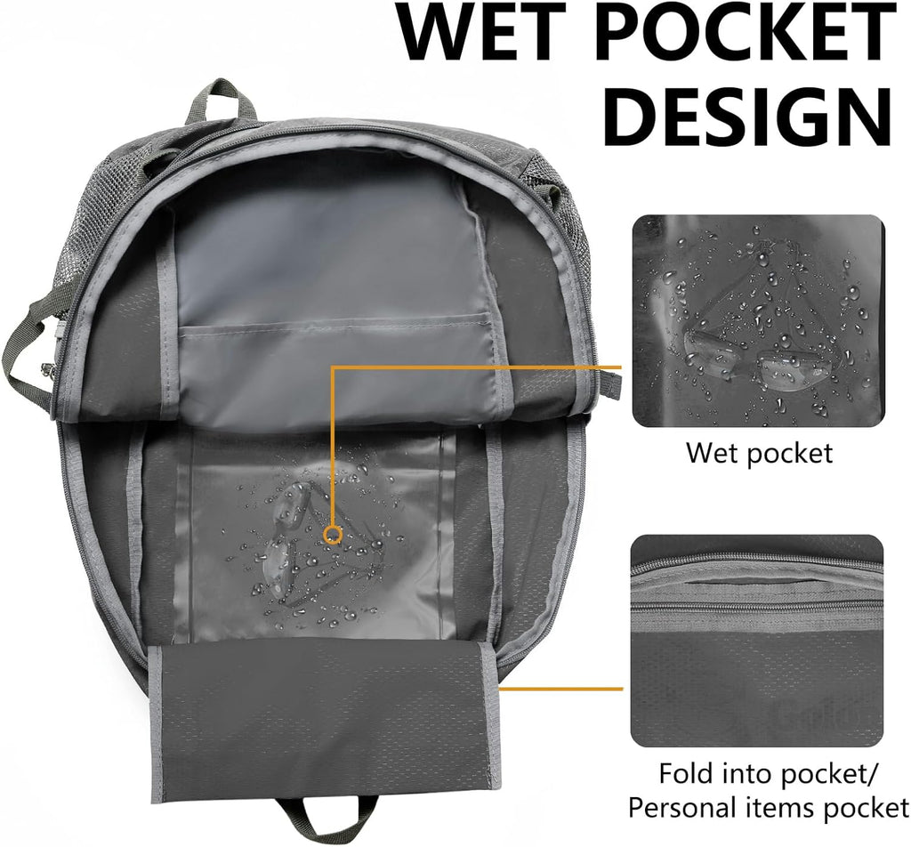 Ultra Lightweight Packable Backpack 40L - Foldable Hiking Backpack Water Resistant Small Foldable Daypack for Travel,Dark Grey
