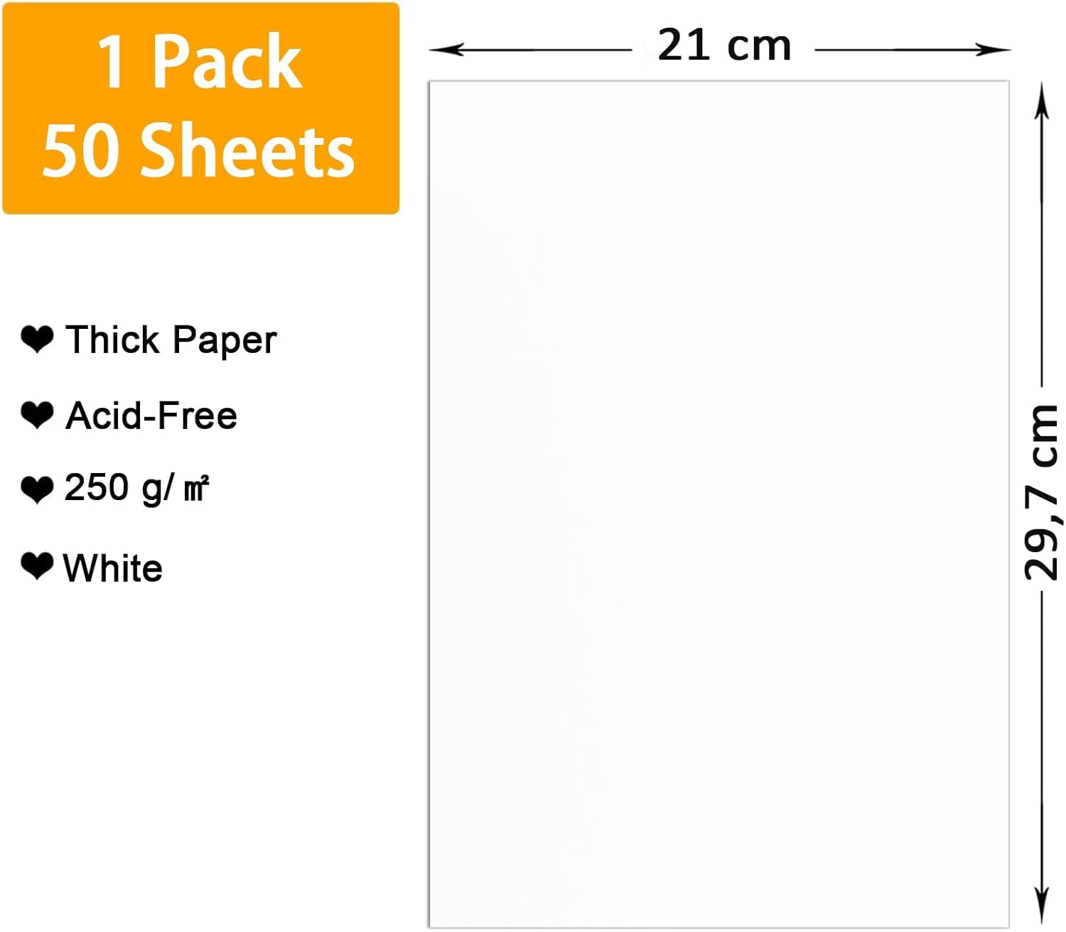 50 Sheets A4 White Card 250Gsm, Thick Printer Card Paper