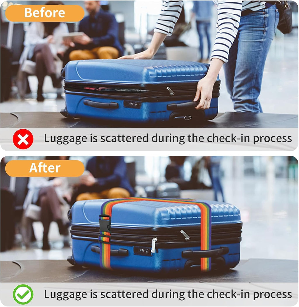 4 Pcs Luggage Straps for Suitcases Strap Suitcase Belts，Heavy Duty Luggage Straps，Adjustable,Premium Accessory for Travel Bag Closure (Blue)
