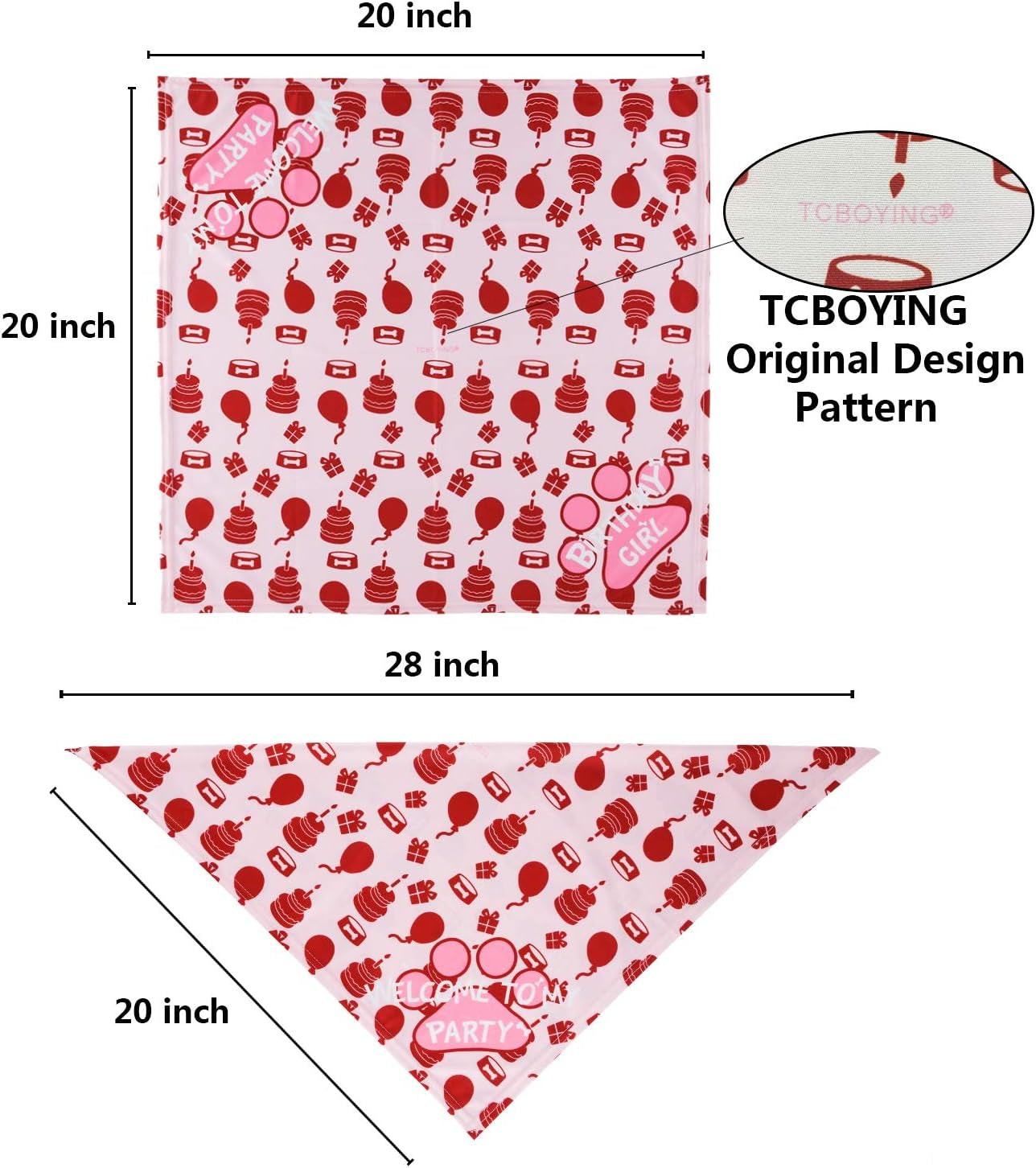 Dog Birthday Bandana, Dog Birthday Boy Hat Scarfs Flag Balloon with Cute Doggie Birthday Party Supplies Decorations (Style1, Pink)