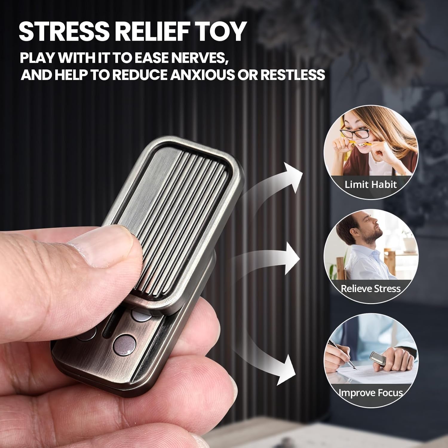 EDC Metal Fidget Slider Toys- Stress Relief EDC Fidget Sliders, Casual Metal Adult'S Hand Toys for Office, Desk Stress Toy Gifts for Adults