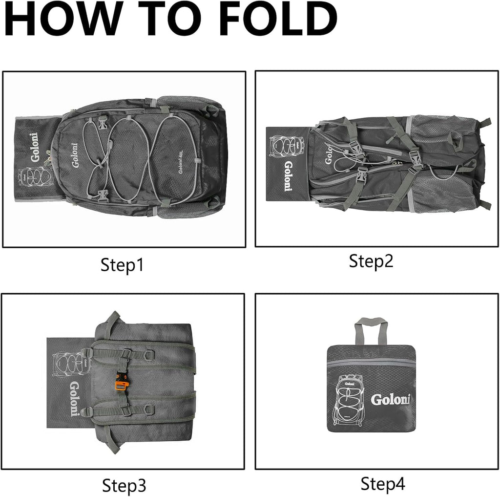 Ultra Lightweight Packable Backpack 40L - Foldable Hiking Backpack Water Resistant Small Foldable Daypack for Travel,Dark Grey