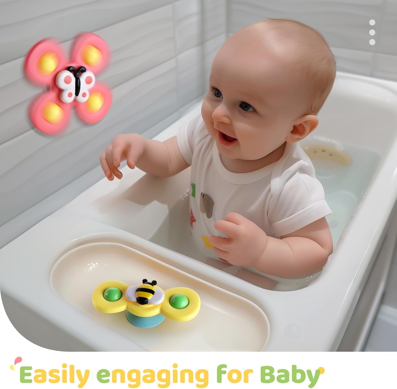 3PCS Suction Cup Rotating Toys for 1 Year Old Boy Girl|Rotating Top Baby Toys 12 18 Months|1 2 Year Old Boy Birthday Gift|Baby Bath Toy for Kids Ages 1-3|Sensory Toy for Toddlers 1-3