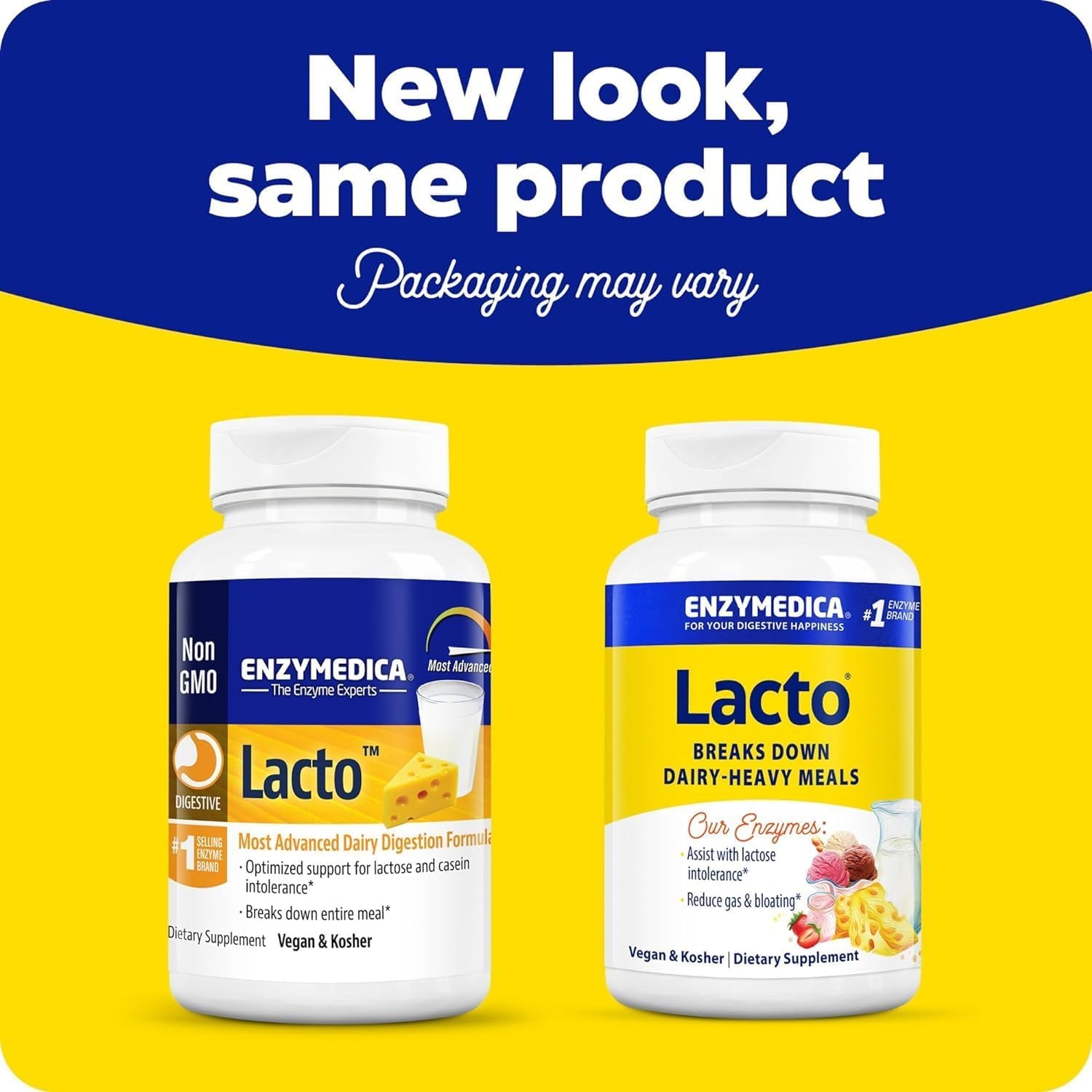 Lacto, Maximum Strength Formula for Dairy Intolerance, with Enzymes Lactase and Protease, Relieves Digestive Discomfort, 30 Capsules (30 Servings)