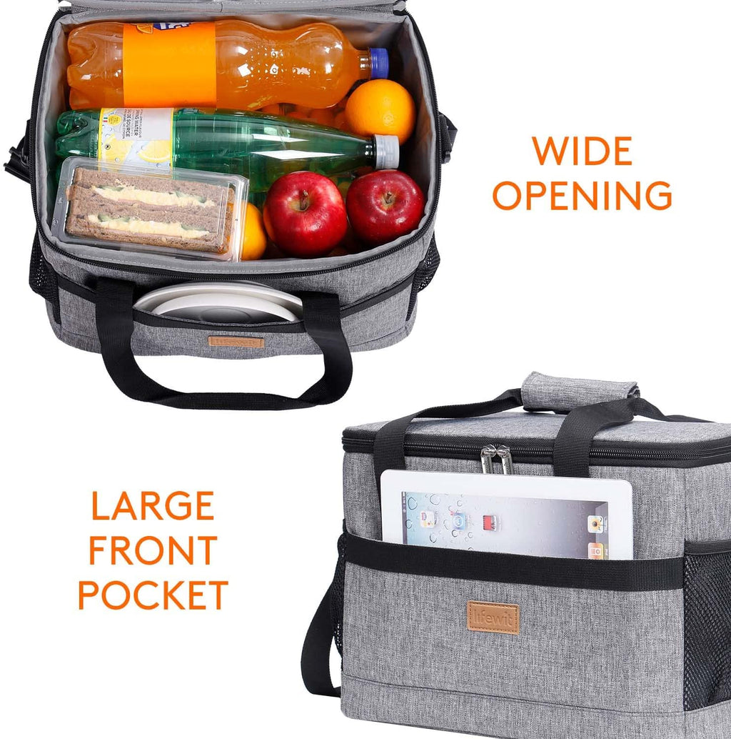 Soft Cooler Bag with Hard Liner, Large Insulated Picnic Lunch Bag Box Soft-Sided Cooling Bag for Camping/Bbq/Family Outdoor Activities