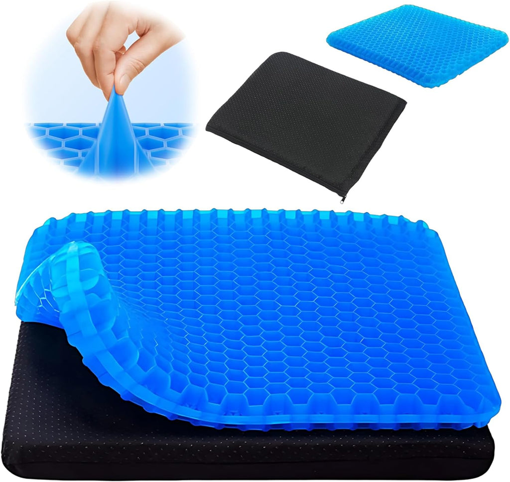 Honeycomb Cushion, Gel Pads, Breathable Honeycomb Design Absorbs Pressure Points, Gel Cushion for Office Chair, Soft & Breathable, for Cars, Wheelchair Cushions 30X25Cm