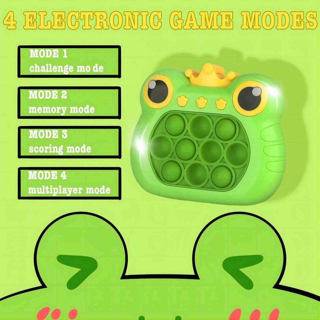 Pop Fidget Toys Handheld Light up Puzzle Game Machine & for Kids, Quick Push Games Educational Sensory Toys, Stress Relief Party Favors Toy Age 3-12 (Frog-G)