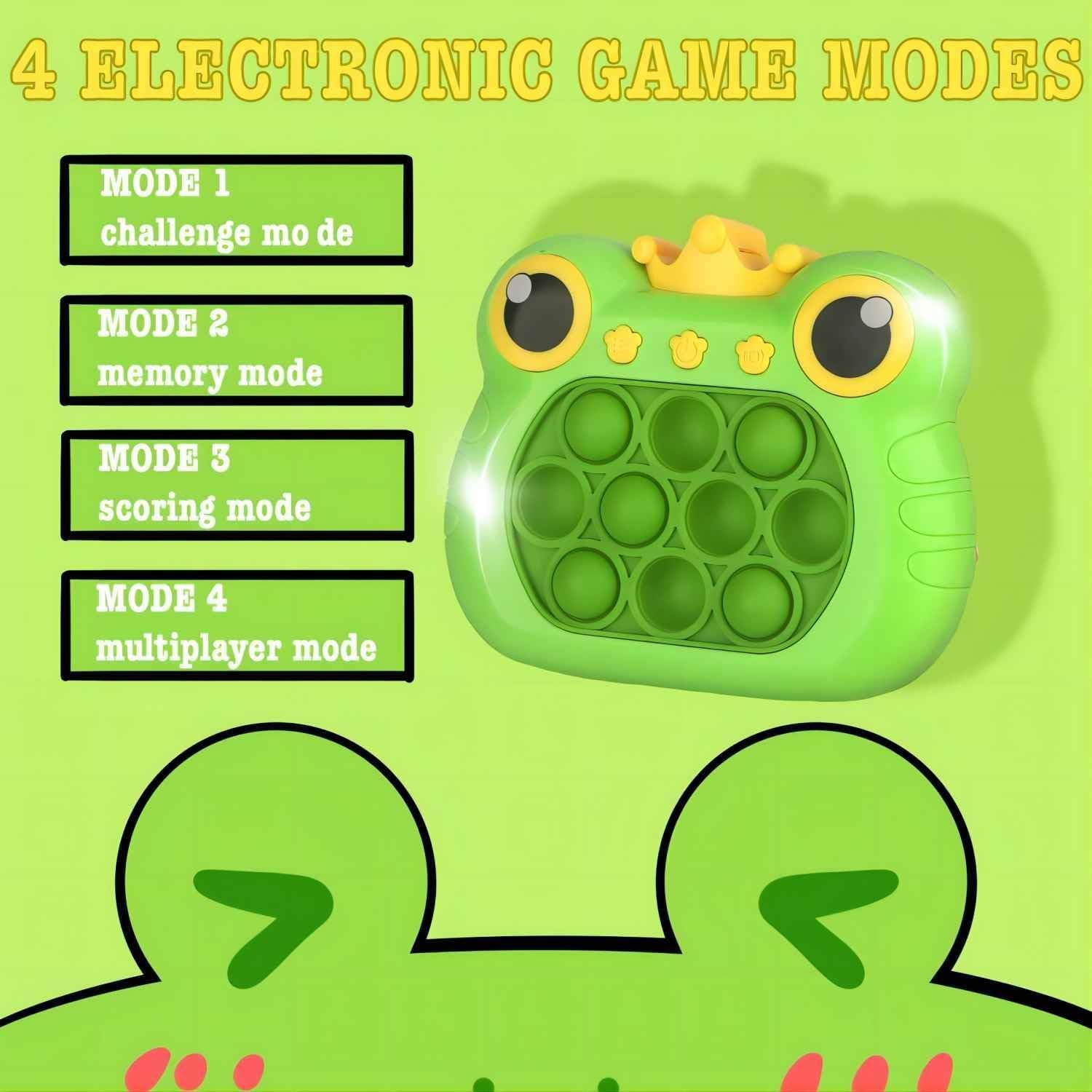 Pop Fidget Toys Handheld Light up Puzzle Game Machine & for Kids, Quick Push Games Educational Sensory Toys, Stress Relief Party Favors Toy Age 3-12 (Frog-G)