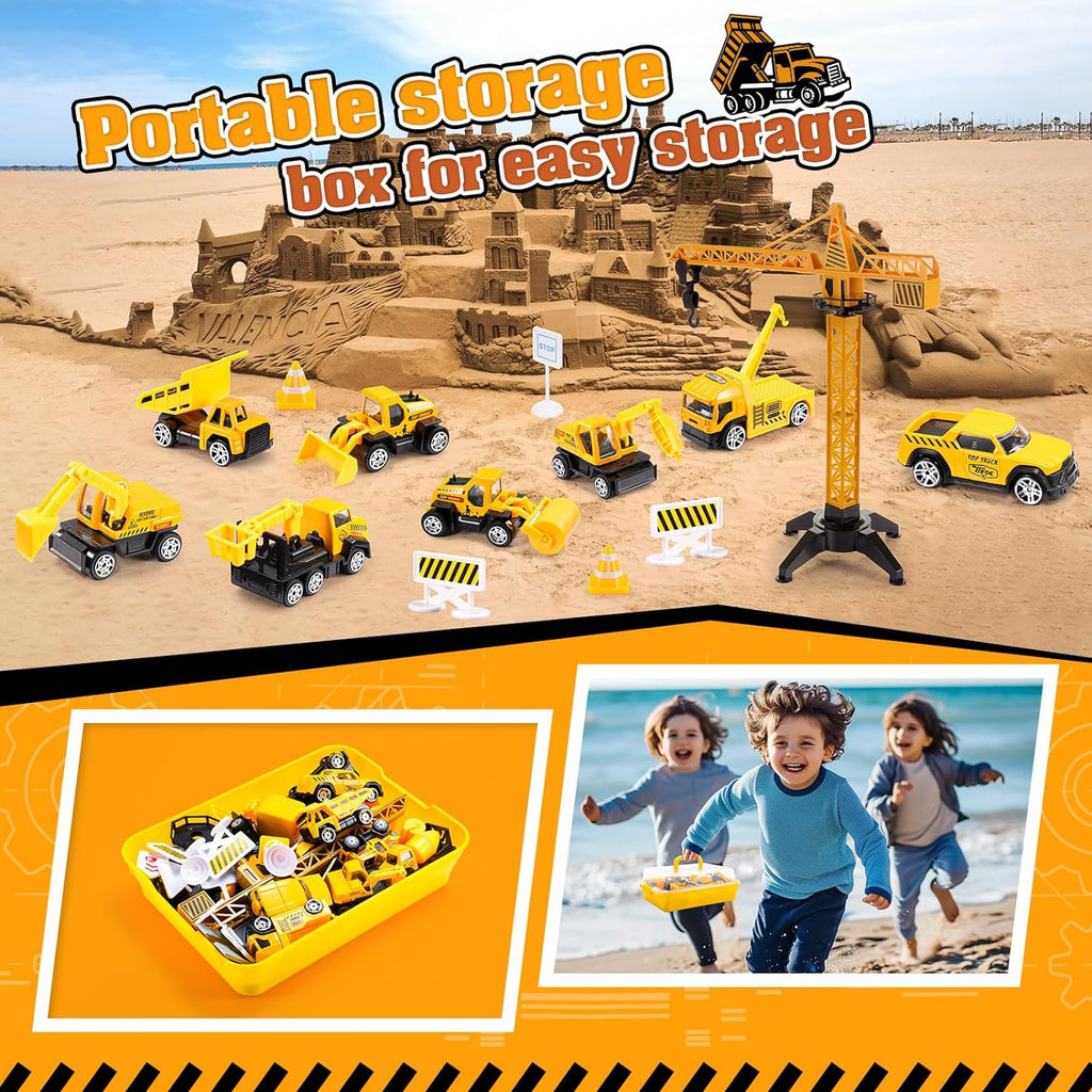 Easter Basket Stuffers for 3-8 Year Old Boys Girls, Alloy Cars Construction Toys, Engineering Vehicle Toy Sets for Ages 3-8