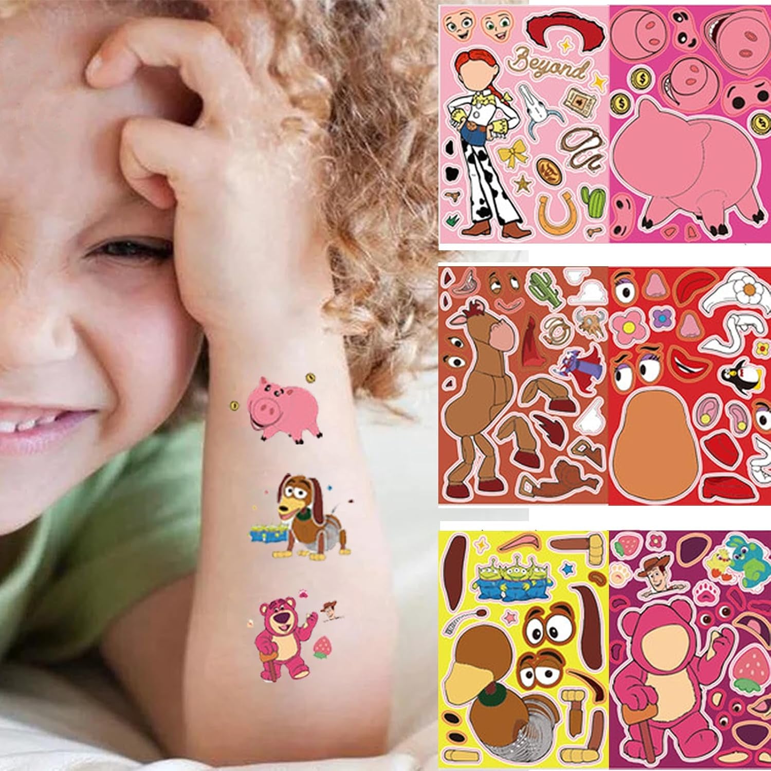 36PCS Party Favors,Make a Face Sticker Sheets,Make You Own Stickers DIY Cartoon Stickers for Toy Birthday Party Supplies, Green