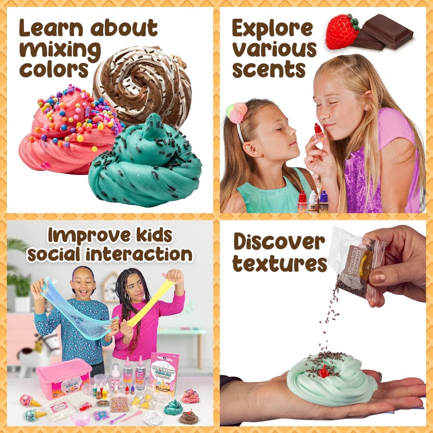 DIY Ice Cream Slime Kit for Girls, Amazing Ice Cream Slime Making Kit to Make Butter Cloud & Foam Slimes, Fun Easter Present, 10 Year Old Girl Birthday Gifts & Toys for Girls 8-10