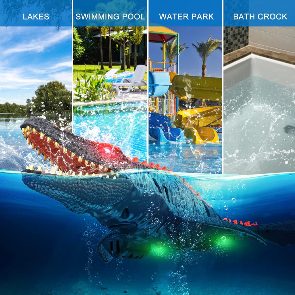 Remote Control Dinosaur Toys for Kids, 2X1000Mah RC Boat Mosasaurus Water Toys for Swimming Pool Bathroom, Birthday Gifts for 3 4 5 6 7 8-12 Year Old Boys Girls Christmas (Mosasaurus)