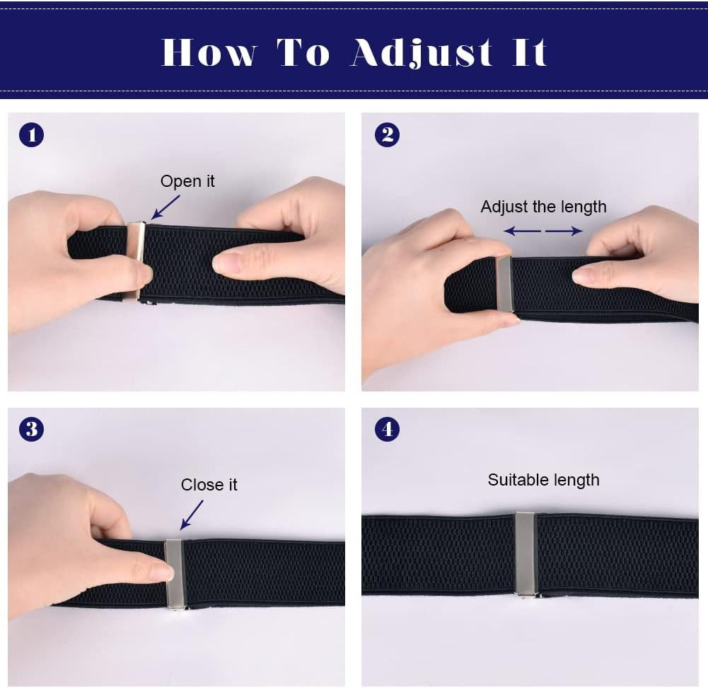 ACWOO Mens Braces with 4 Strong Metal Clips, Heavy Duty Suspenders, One Size Fits All Men and Women