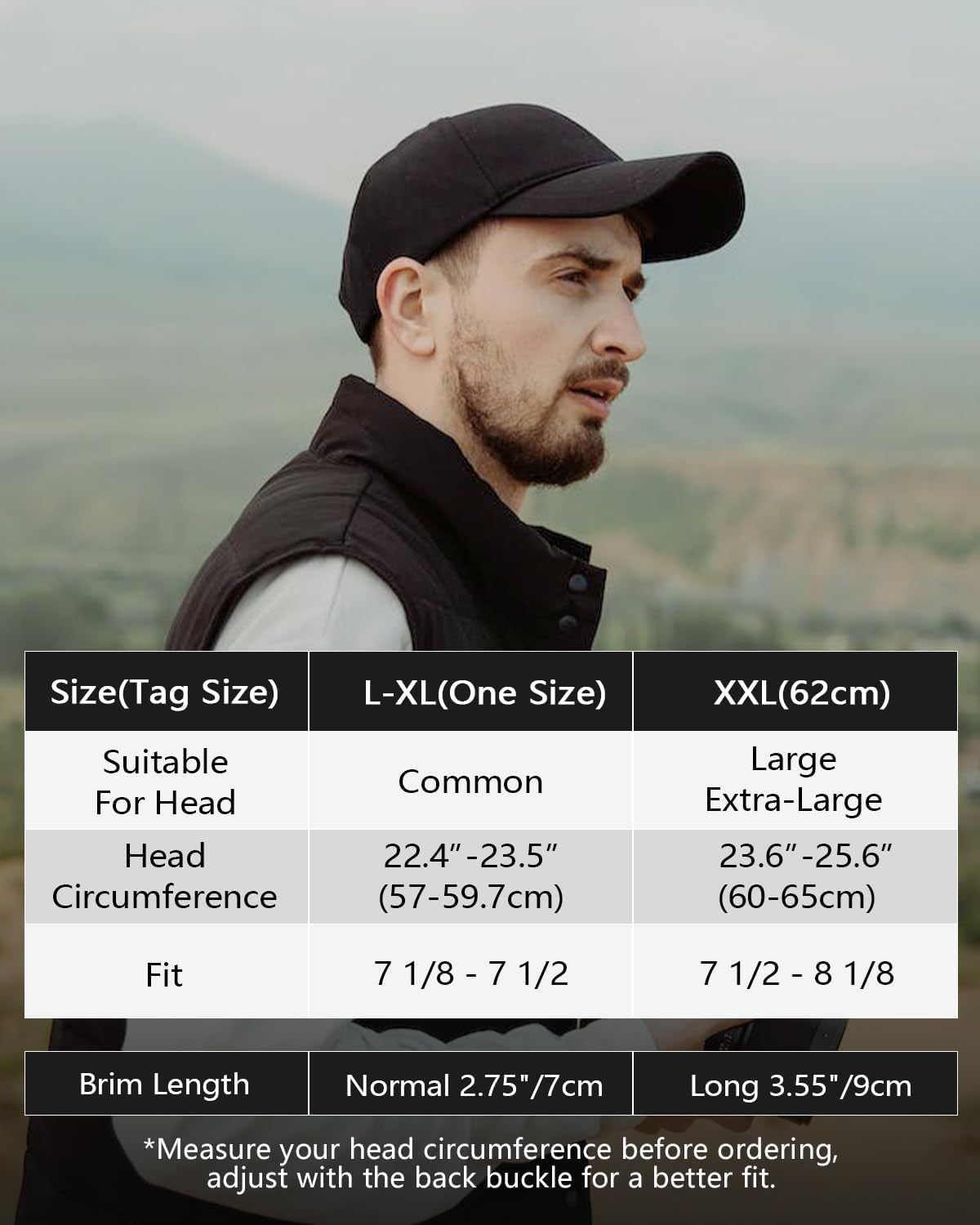 XL/XXL Baseball Caps Large Running Sports Cap Hats Oversize Dad Cap Classic Golf Tennis Hat for Big Heads