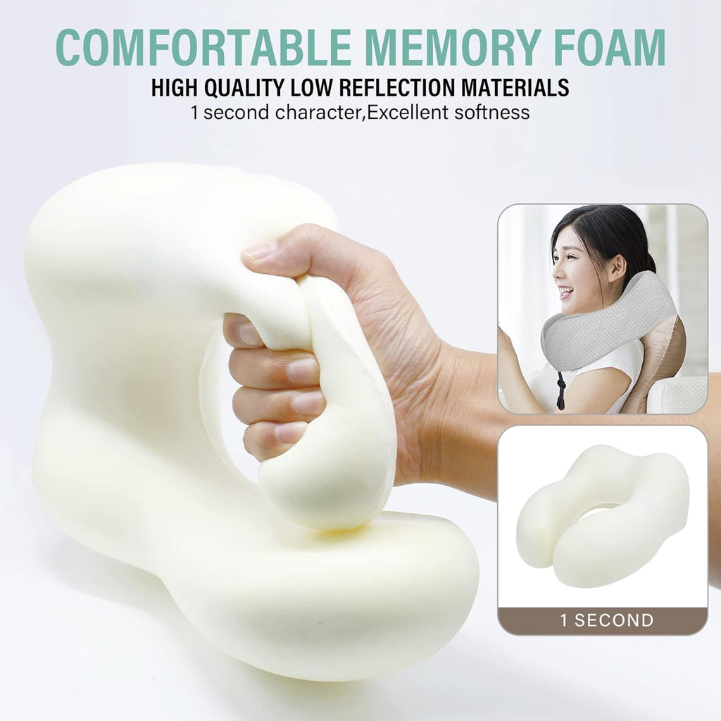 Travel Pillow Neck Pillow for Travel Airplane Memory Foam Flight Pillow for Cars, Trains, Home, Offices