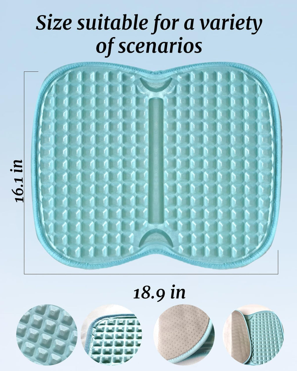 Thin Model Portable Gel Seat Cushion for Airplane Long Flights, Foldable Seat Cushion for Long Sitting, Office Chair Desk Seat Cushion for Pressure Relief, Waterproof Chair Seat Pads for Camping