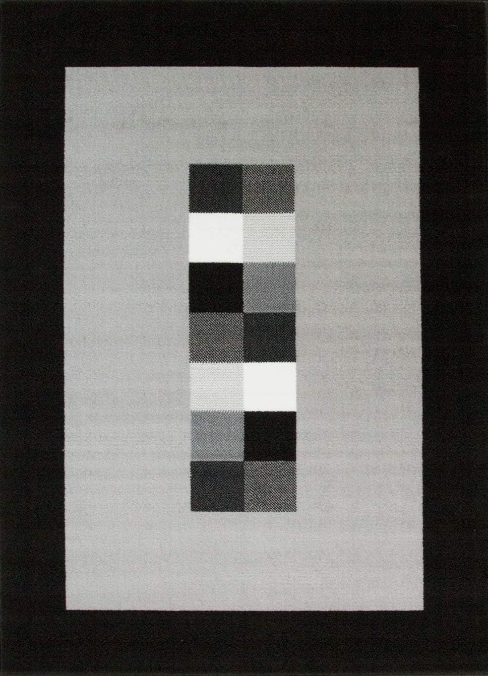 Milan Soft Simple Modern Black & Grey Monochrome Living Room Dining Room Border Area Rug - 80Cm X 150Cm