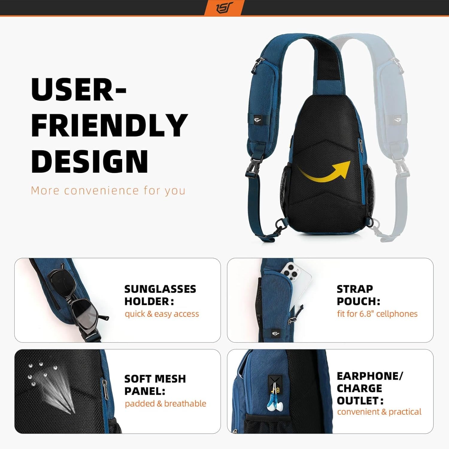 Sling Bag RFID Crossbody Sling Backpack Cross Body Shoulder Bag Travel Hiking Daypack for Women Men