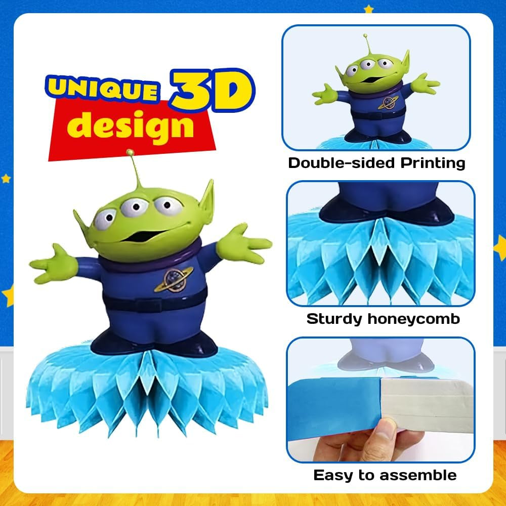 Centerpiece Table Decorations - 3D Honeycomb Party Favors - 9Pcs Set Story Toy Game Birthday Cake Decor for Boys and Girls - Ideal for Themed Parties, Special Occasions