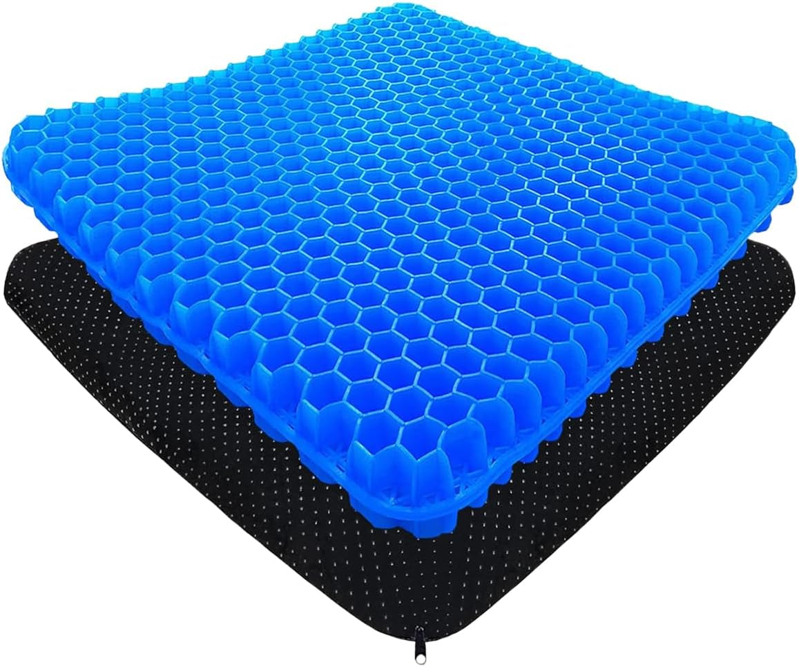 1.18Inch Thick Soft Sitter Cushion Gel Seat Breathable Sciatica Pain Cushion for Long Sitting Home Office Car，Cushions for Sitting Pressure Sore Cool Honeycomb Cushion for Pressure Relief